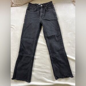 Zara Black Crop Straight Leg Denim Jeans